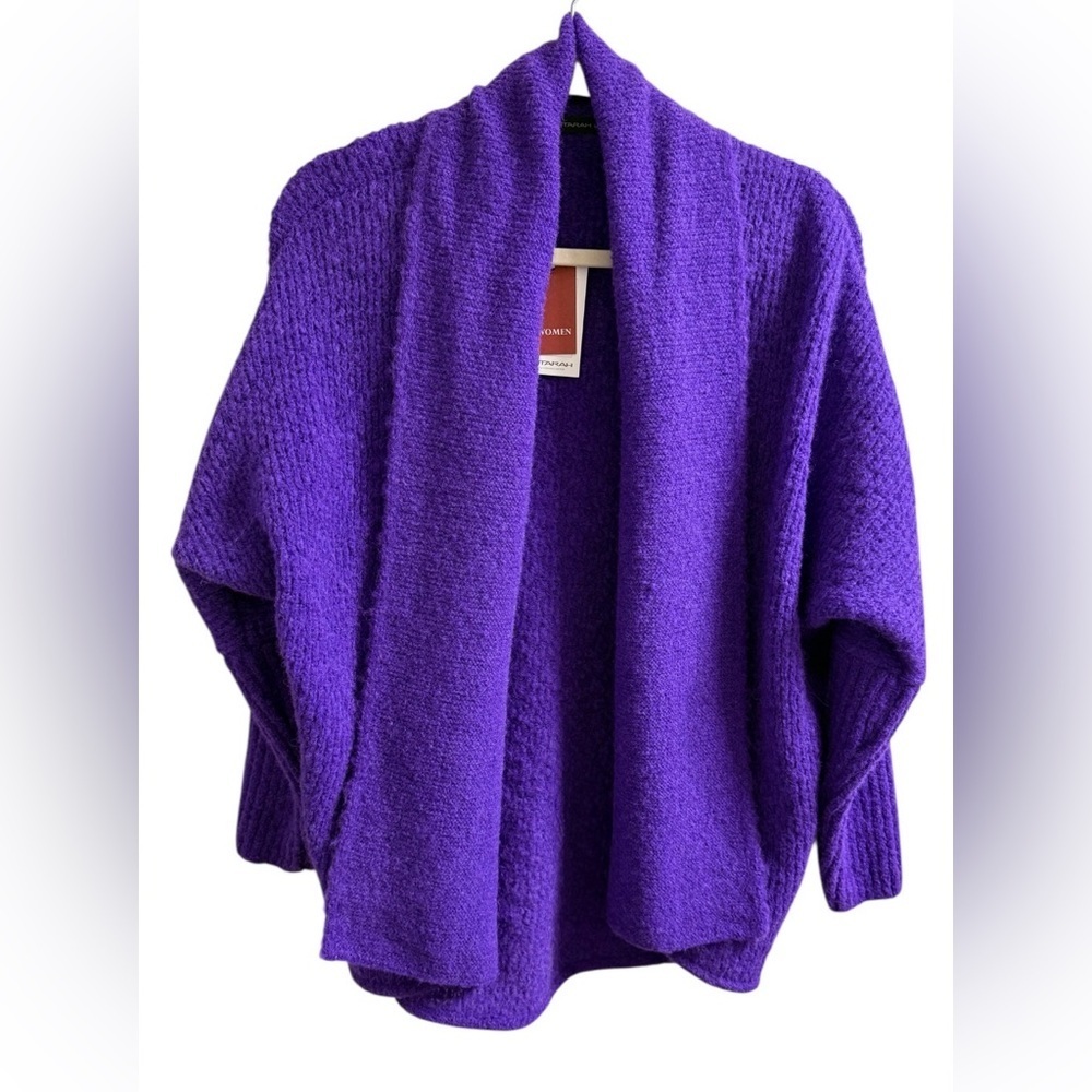 NWT BABY ALPACA CARDIGAN PURPLE OPEN FRONT SHAWL COLLAR Made in Peru S/M LUXARY - Picture 7 of 15